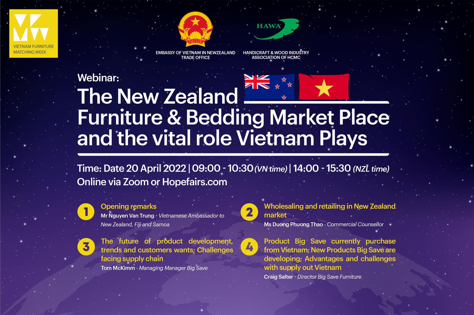 Webinar: The New Zealand furniture & bedding market place, and vital role Vietnam plays